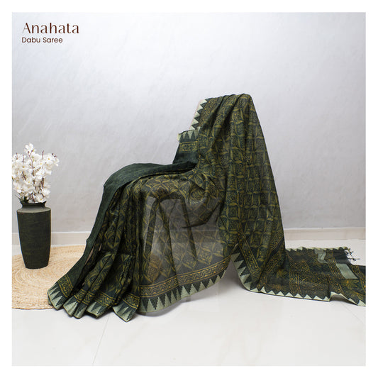 Anahata Dabu Saree- Maheshwari silk